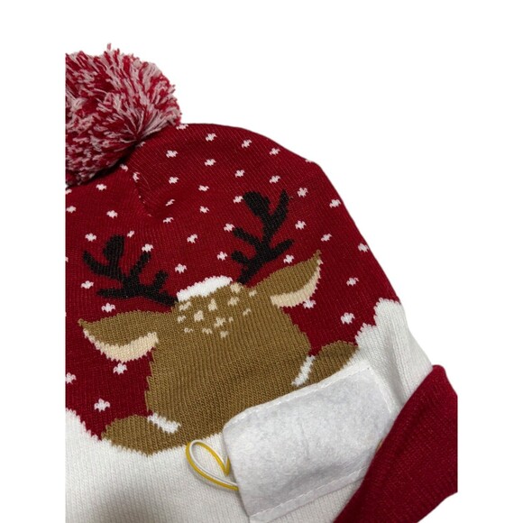 Christmas Beanie Hat “Oh Deer” Light Up Hat Unisex Adult - Picture 6 of 9